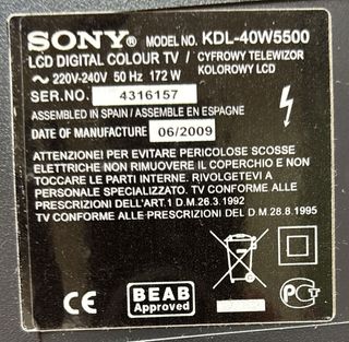 TV Sony Bravia KDL 40 pulgadas para reparar