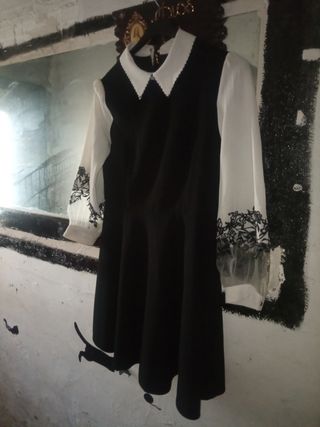 Vestido negro blanco elegante talla XL