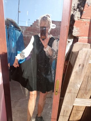 Vestido negro blanco elegante talla XL