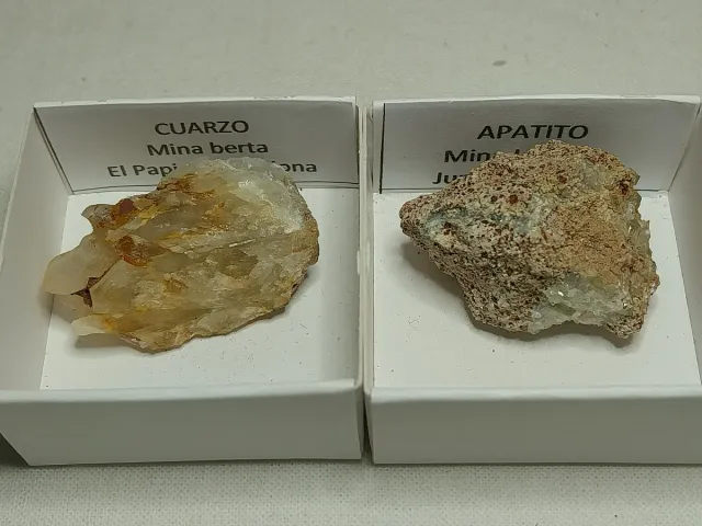 Lotto di 12 minerali in scatole da 4x4cm