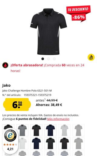 Polo Jako Challenge Hombre M