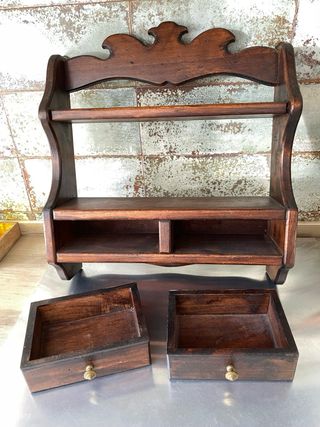 Estante madera 2 cajones - 44x18x48cm