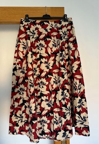 Falda larga floral roja XL
