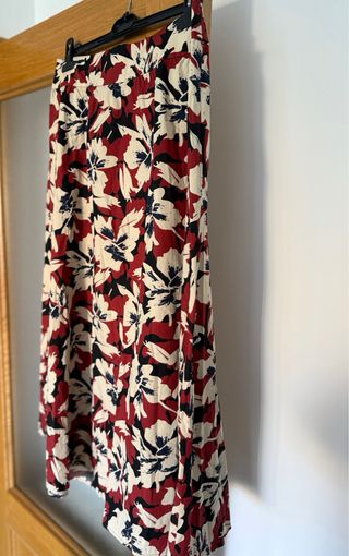 Falda larga floral roja XL