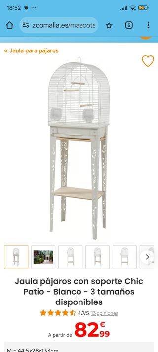 Jaula pajaros blanca con soporte