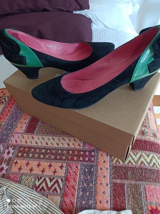 Zapatos cdoux ante negros-verdes 40