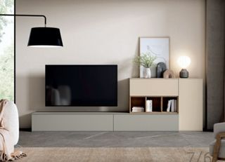 Mueble TV beige y gris