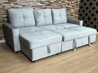 !Sofa Chaiselongue Cama doble Gris Tercio Pelo!