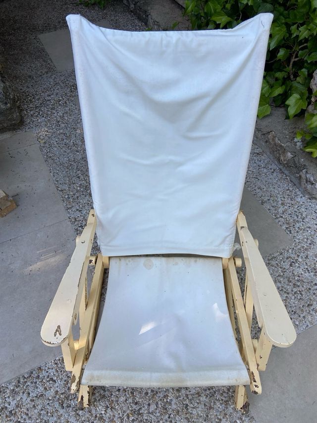 Antigua mecedora plegable de madera - HandMade