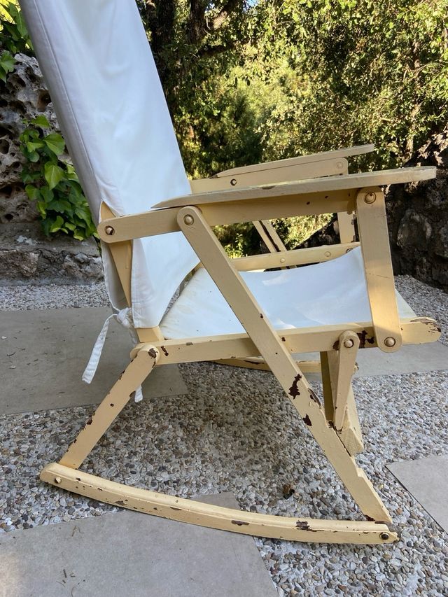 Antigua mecedora plegable de madera - HandMade
