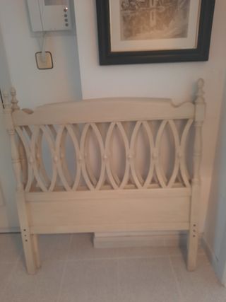 Dos Cabecero cama madera blanco roto