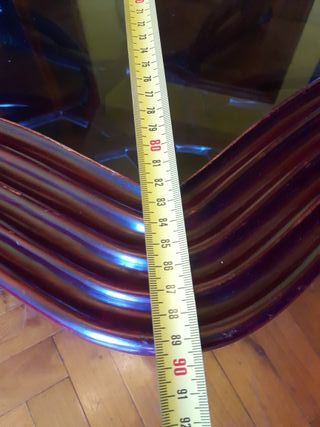 Mesa centro vintage octogonal madera cristal