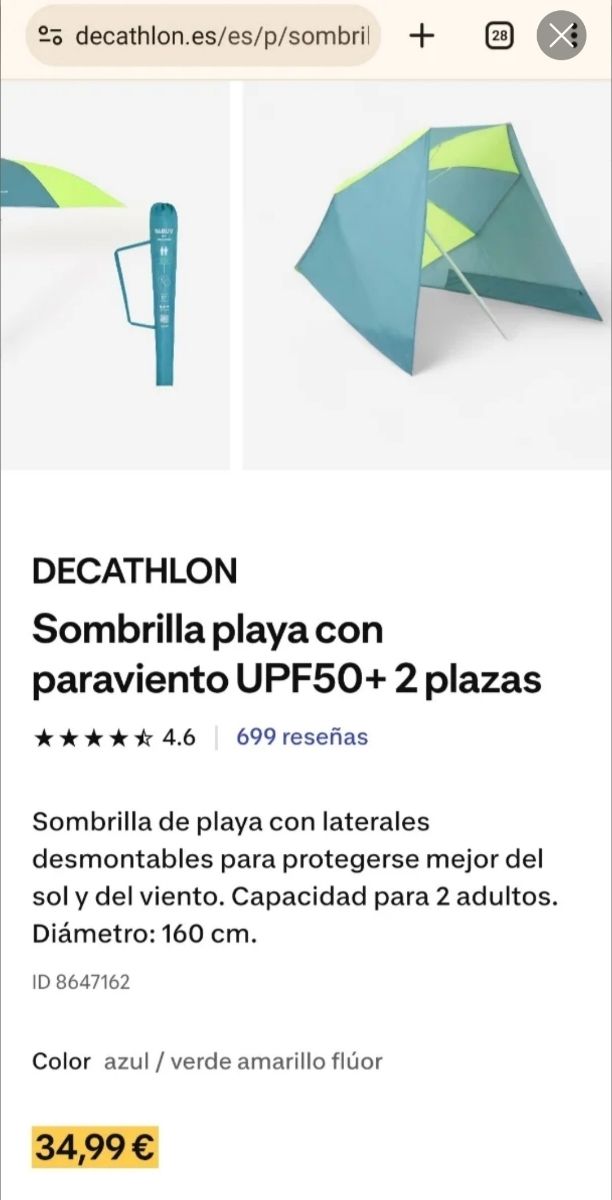 Sombrilla refugio con paraviento UPF50