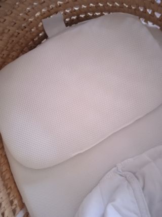 Moisés mimbre bebé, azul y blanco
