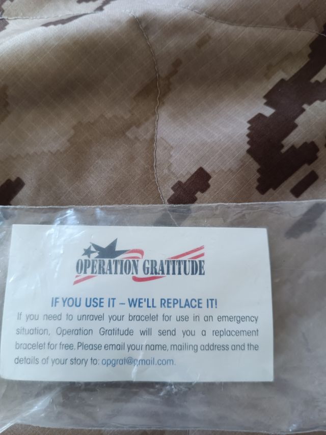 Pulseras paracord Operación Gratitud