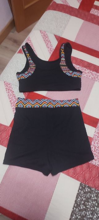 Bikini deportivo negro multicolor