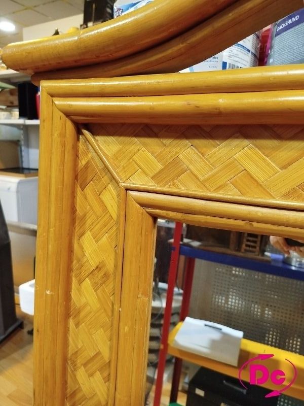 Espejo grande de madera y esparto natural