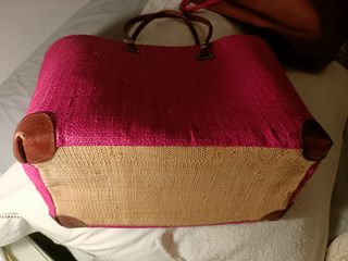 Bolso rafia rosa