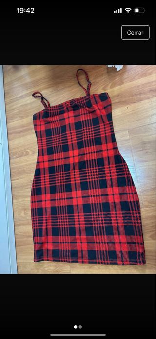 Vestido SHEIN cuadros rojo-negro talla S