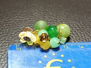 Orecchini fiori Murano: Verde & Oro