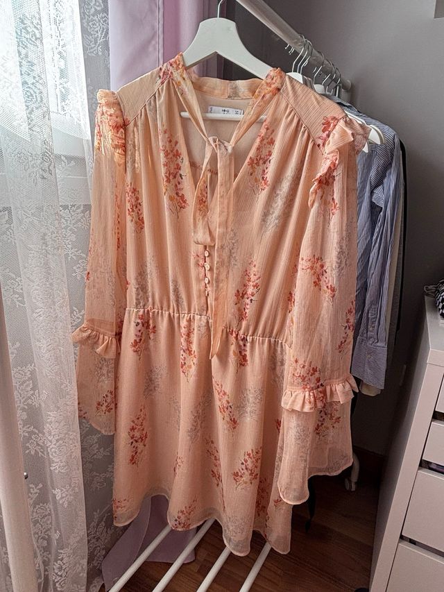 Vestido Mango L - Rosa floral