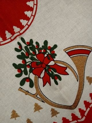 3 Centrini Natale Cotone Rosso-Bianco