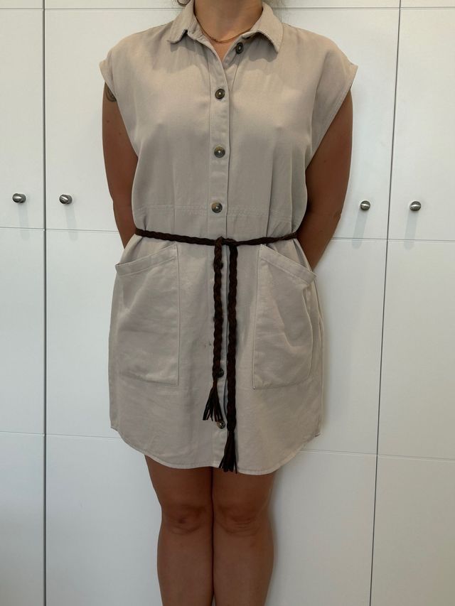 Vestido camisero beige - Talla L
