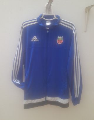 Sudadera Adidas F.C.A. talla M cremallera azul 

