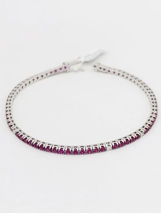 Pulsera Rivière en oro blanco de 18k- rubíes y bri