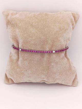 Pulsera Rivière en oro blanco de 18k- rubíes y bri