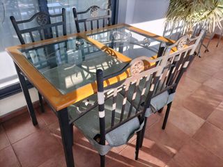 Mesa jardín forja - 4 sillas