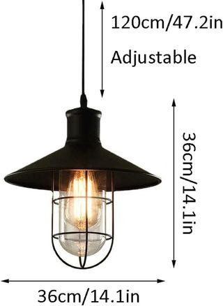 2 Lámpara colgante industrial negra 36cm