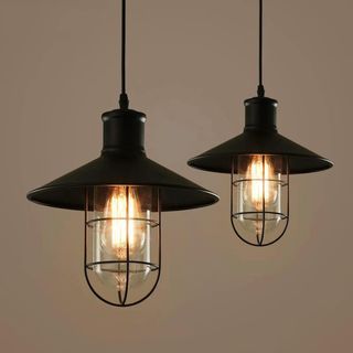 2 Lámpara colgante industrial negra 36cm