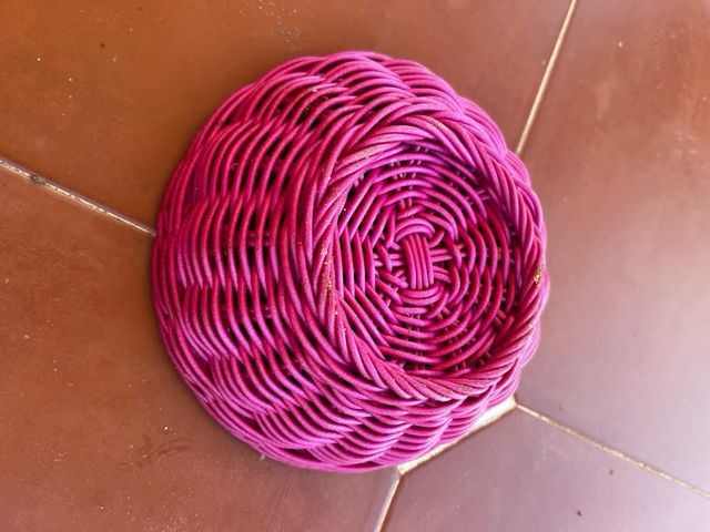 Cestillos mimbre - 6 cestillos redondos rosas