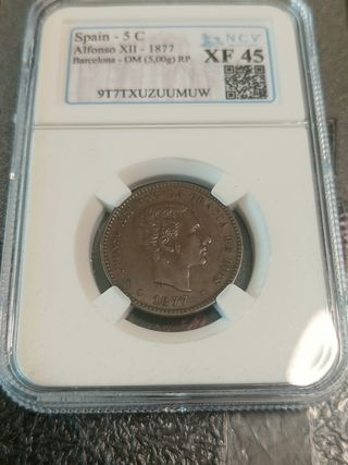 5 Céntimos España 1877 Alfonso XII