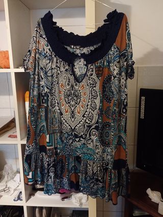 Vestito estivo blu e marrone