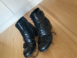 Botines Ash negros militares cuero nuevos