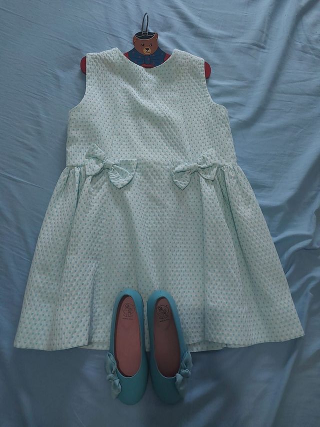 Vestido niña lunares mint