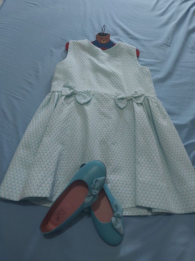 Vestido niña lunares mint