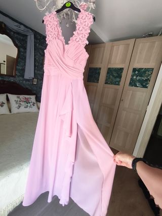 Vestido fiesta rosa guipur