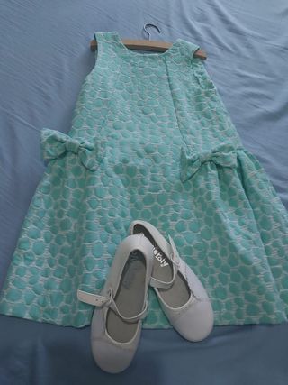Vestido niña mint + zapatos