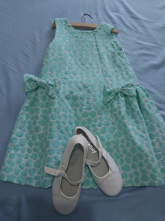 Vestido niña mint + zapatos