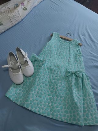 Vestido niña mint + zapatos