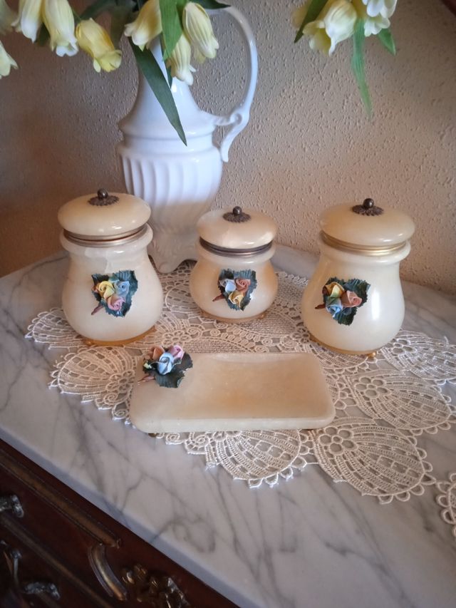 Juego tocador alabastro vintage