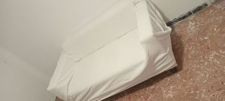Sofá 2 plazas beige - funda tela color blanca