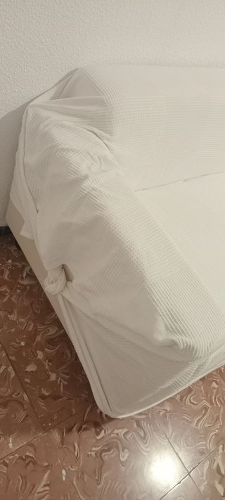Sofá 2 plazas beige - funda tela color blanca