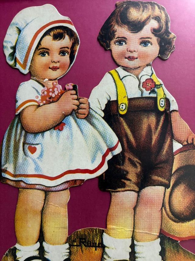 Recortables antiguos: Pareja infantil