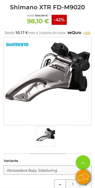 80% Dto Shimano XTR M9000 Desviador