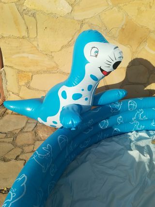 Piscina infantil hinchable + surtidor ducha foca