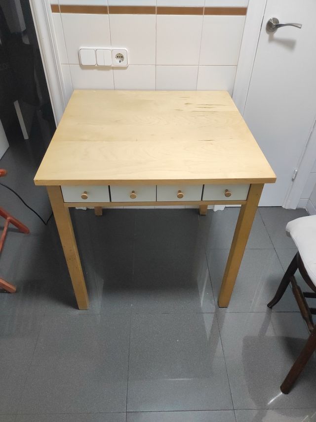 Mesa cocina madera 4 cajones